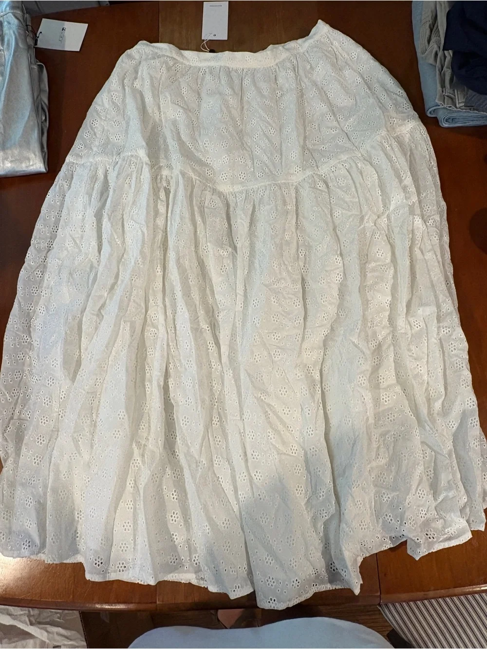 Lovers and Friends Women’s White Eyelet Tiered Skirt - Picture 1 of 3
